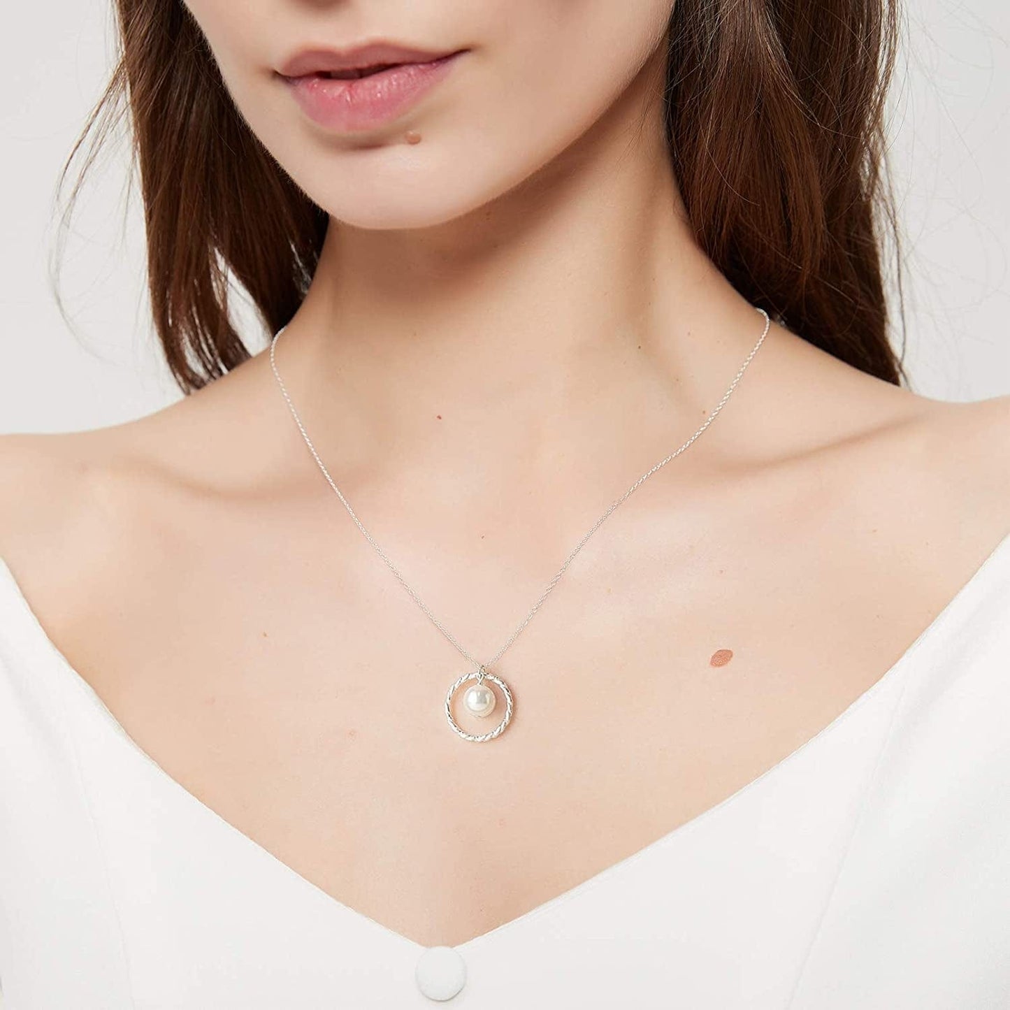 Gifts for Great Grandma - Sterling Silver Twisted Eternity Ring with Pearl Great Grandma Necklace - Great Grandma Birthday Christmas Best Great Grandma Gifts Jewelry