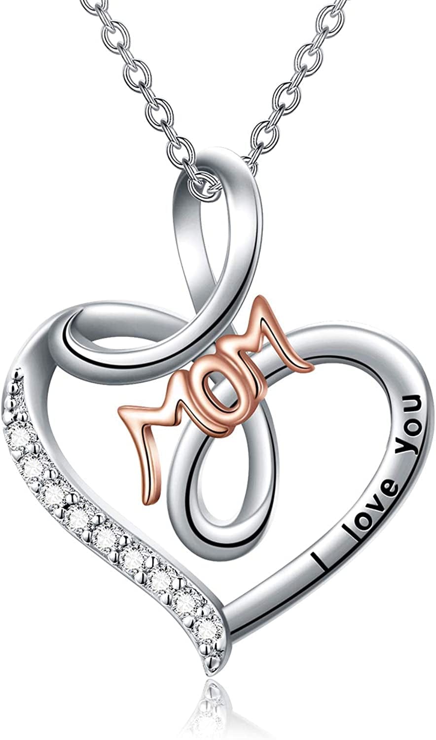 Gifts for Mom Sterling Silver Mom Necklaces Heart Butterfly Pendant Mother Gifts from Daughter Son Birthday for Mom Women 3-Infinity