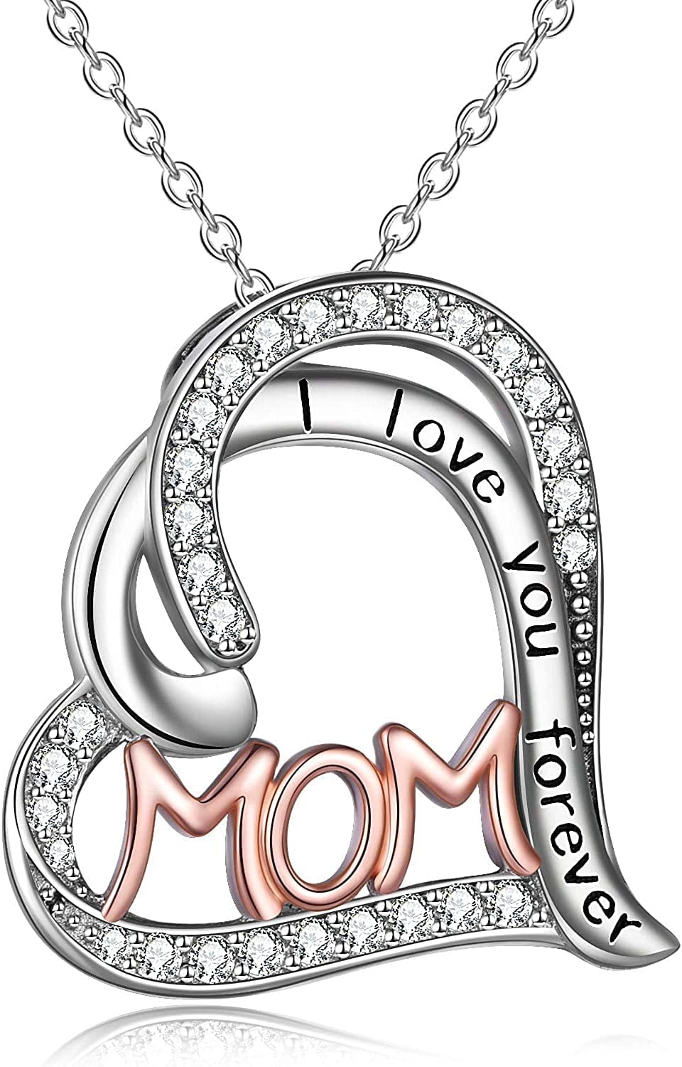 Gifts for Mom Sterling Silver Mom Necklaces Heart Butterfly Pendant Mother Gifts from Daughter Son Birthday for Mom Women 1-Heart
