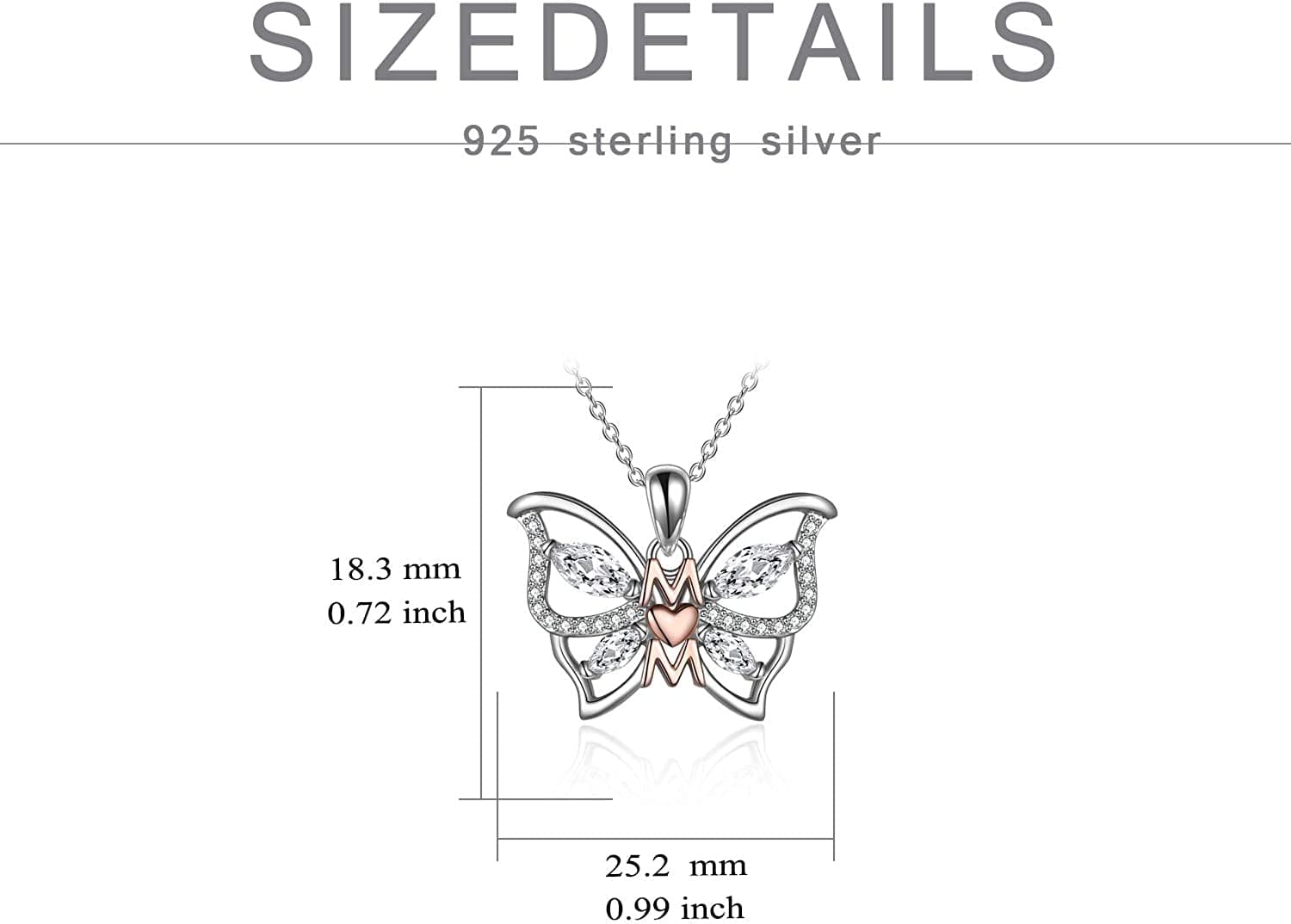 Gifts for Mom Sterling Silver Mom Necklaces Heart Butterfly Pendant Mother Gifts from Daughter Son Birthday for Mom Women