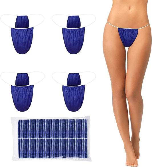 Giugu 50 Pieces Disposable Thong Panties Spa T Thong Underwear Tanning Wraps Navy