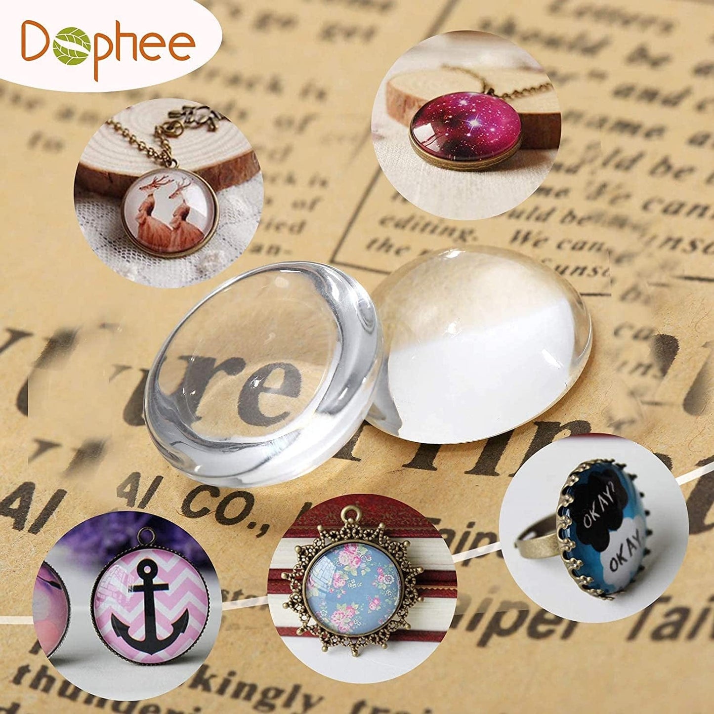 Glass Cabochons Dome Tiles, 40PCS 25Mm, Thickness 6.2Mm, Clear round Flat Back Dome Cabochons Set for DIY Craft Photo Charms, Cameo Pendants, Rings, Necklace and Jewelry Making