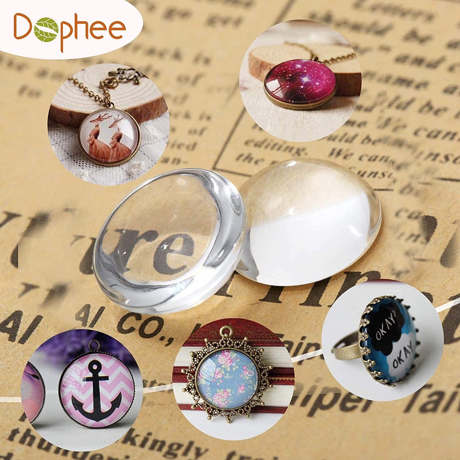 Glass Cabochons Dome Tiles, 40PCS 25Mm, Thickness 6.2Mm, Clear round Flat Back Dome Cabochons Set for DIY Craft Photo Charms, Cameo Pendants, Rings, Necklace and Jewelry Making