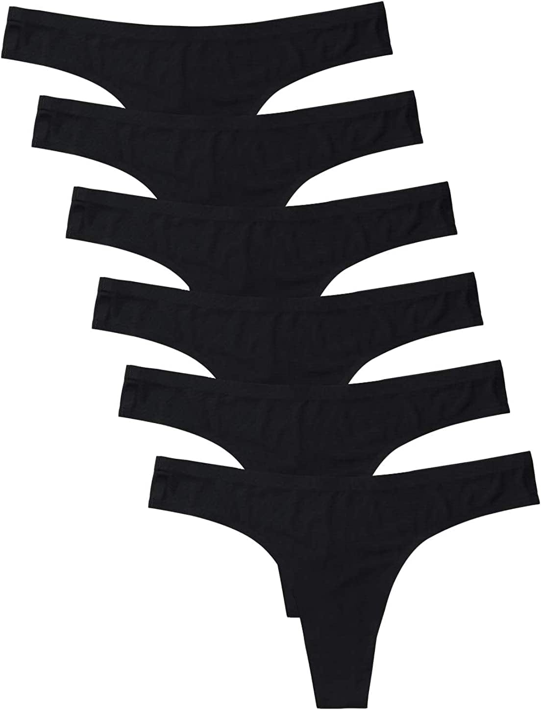 GNEPH Womens Underwear Thongs Low Rise Seamless Thong Stretch Invisible Bikini Thongs Panties Multipack Black / Small