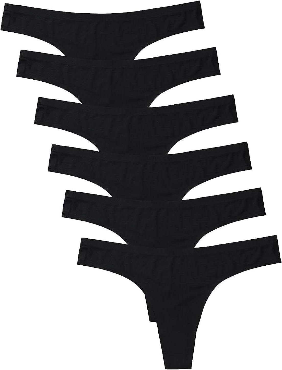 GNEPH Womens Underwear Thongs Low Rise Seamless Thong Stretch Invisible Bikini Thongs Panties Multipack Black / Medium