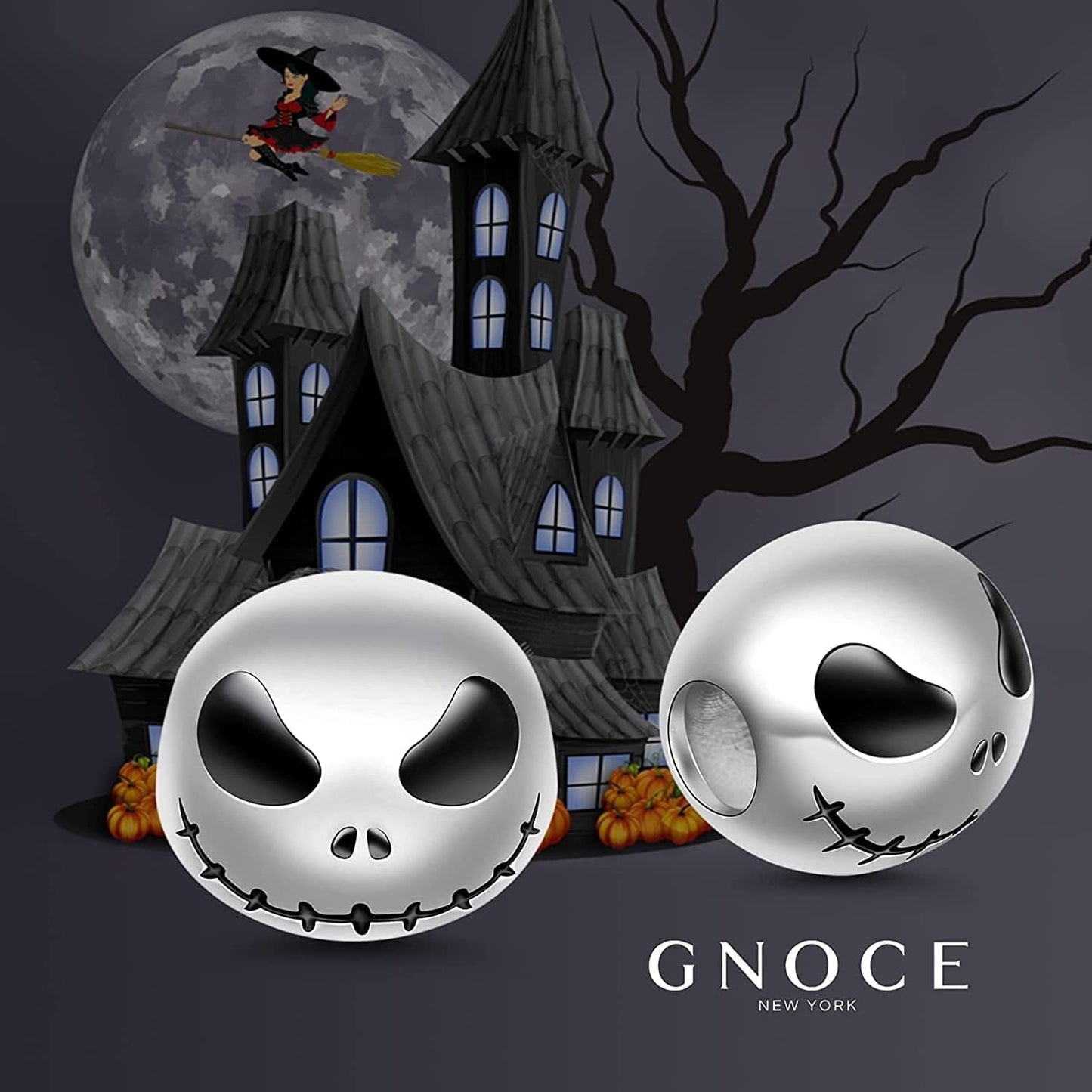 Gnoce"Jack Skull 925 Sterling Silver Skull Beads Charms for Bracelets Necklace Birthday Halloween Jewelry for Women Gift Apparel & Accessories > Jewelry > Bracelets GNOCE
