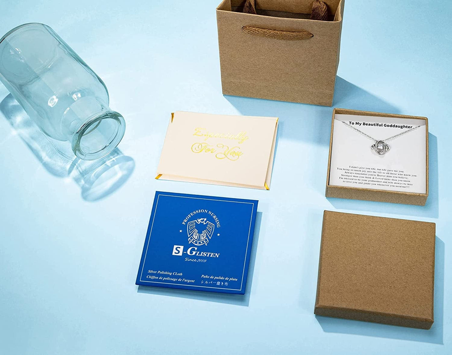 Goddaughter Gifts from Godmother Goddaughter Necklace Sterling Silver Rhinestone Knot Necklace for Goddaughter Gifts from Godfather Goddaughter Christmas Gifts