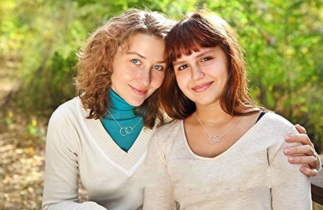 Godmother Gifts Two Interlocking Infinity Double Circles Sterling Silver Necklace Christmas Gifts for Women will you be my godmother