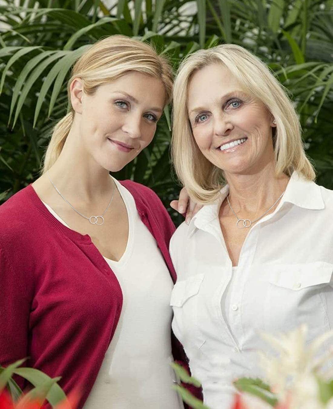 Godmother Gifts Two Interlocking Infinity Double Circles Sterling Silver Necklace Christmas Gifts for Women will you be my godmother