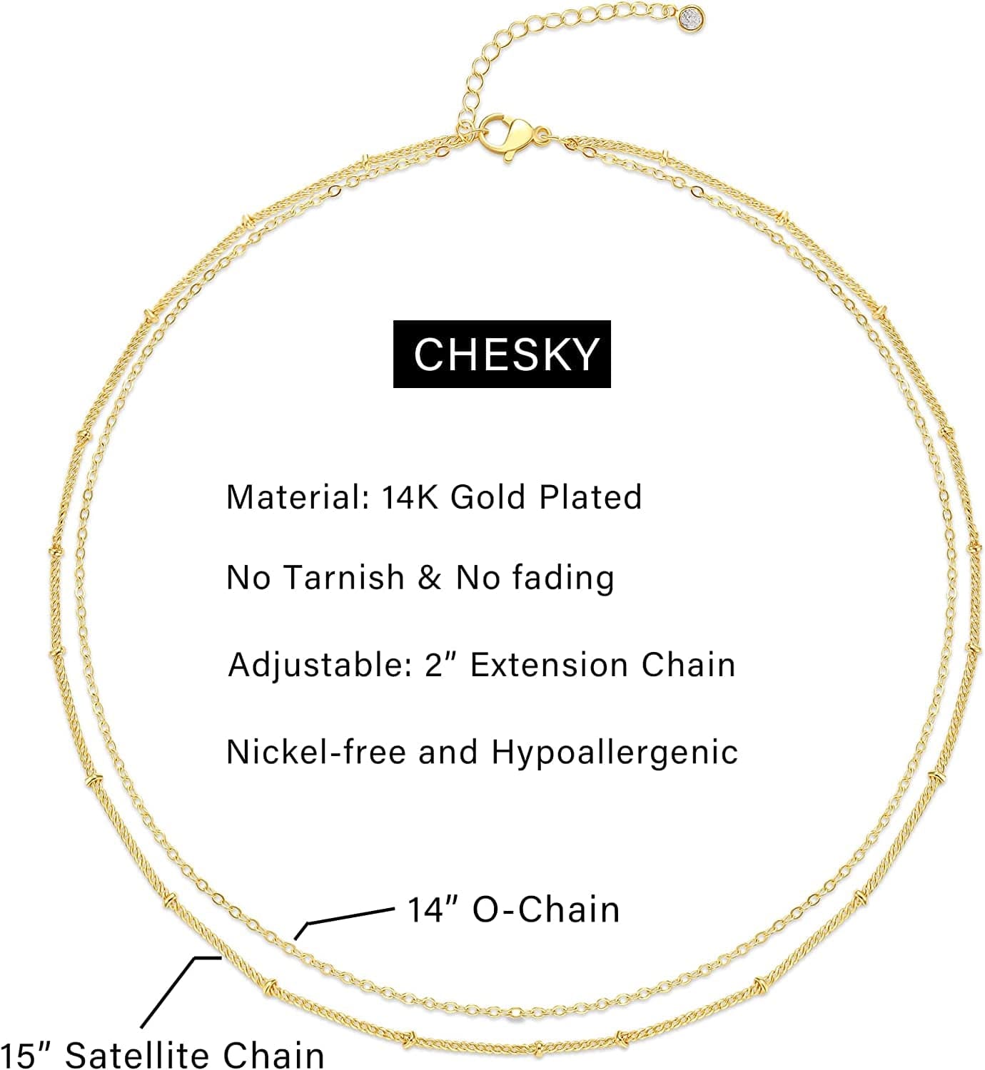 Gold Dainty Choker Necklace for Women, 14K Gold/Silver Plated Layered Satellite Bead Choker Thin Trendy Layering Discs Paperclip Necklaces Minimalist Simple Toggle Cuban Chain Jewelry Gift