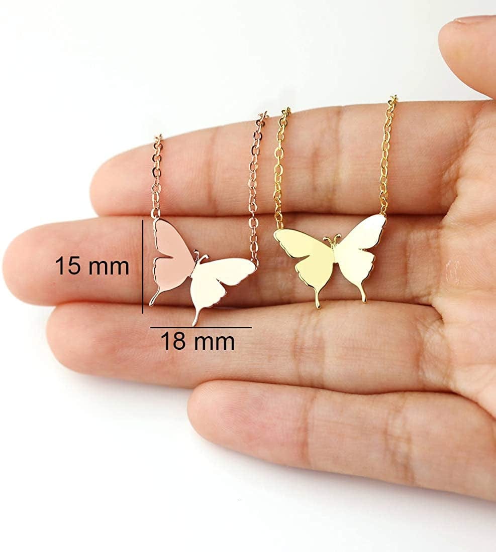 Gold Dainty Initial Necklace 18K Gold Plated Butterfly Pendant Name Necklaces Delicate Everyday Necklace for Women Minimalist Personalized Jewelry Christmas Gift