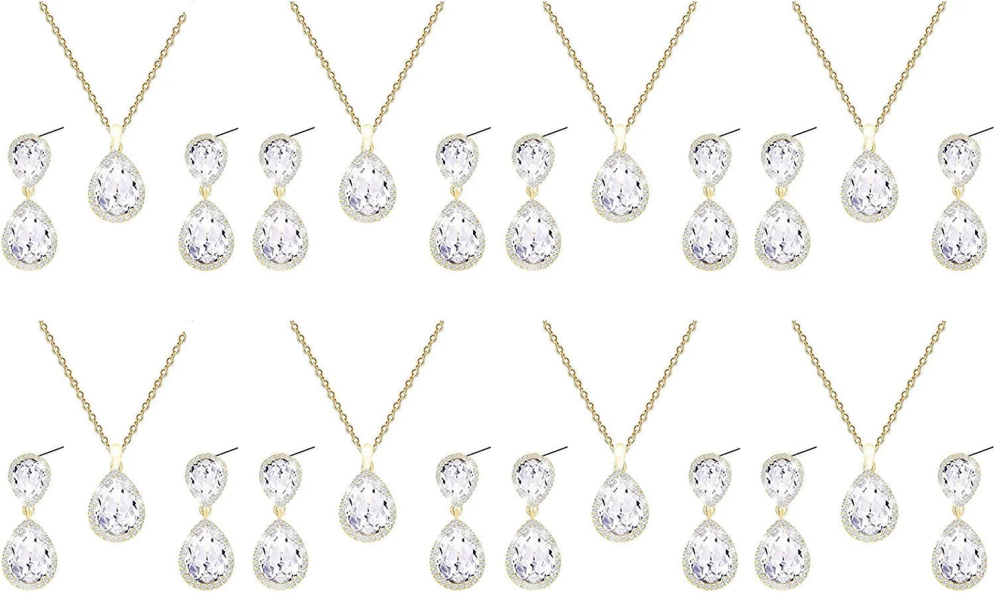 Gold Silver Bridesmaid Jewelry Set for Wedding of 4 6 8 Sets, Bridesmaid Necklace Earrings Gifts for Bridesmaid on Wedding Day 8 Set Gold
