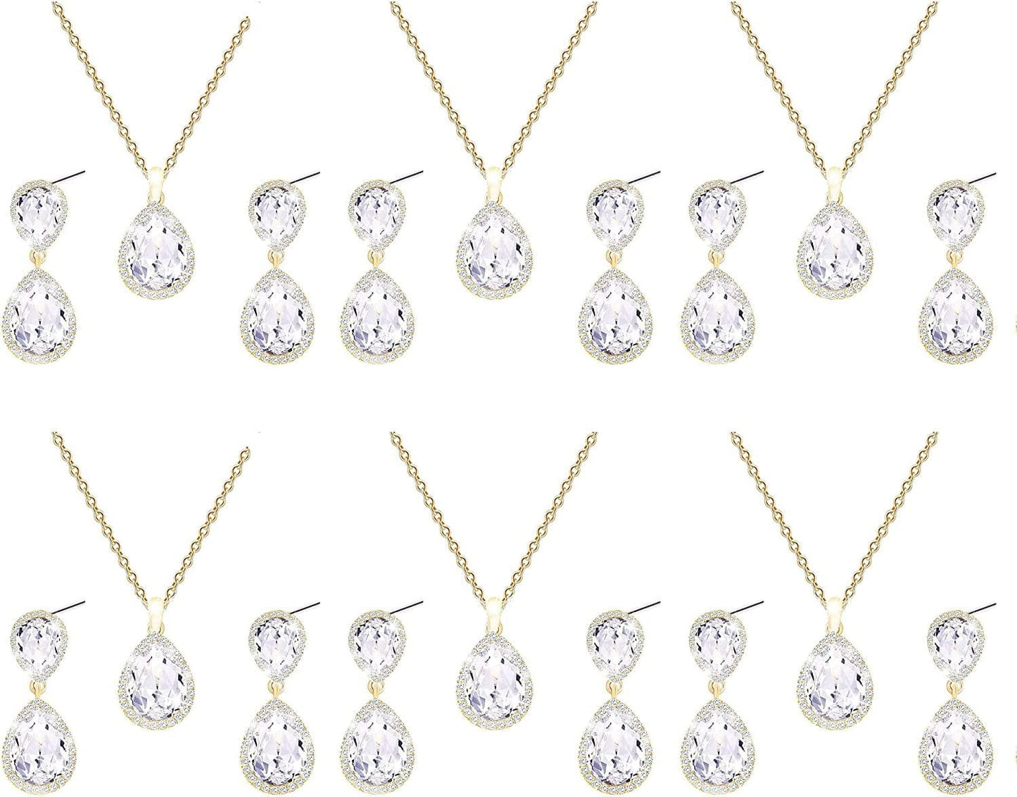 Gold Silver Bridesmaid Jewelry Set for Wedding of 4 6 8 Sets, Bridesmaid Necklace Earrings Gifts for Bridesmaid on Wedding Day 6 Set Gold