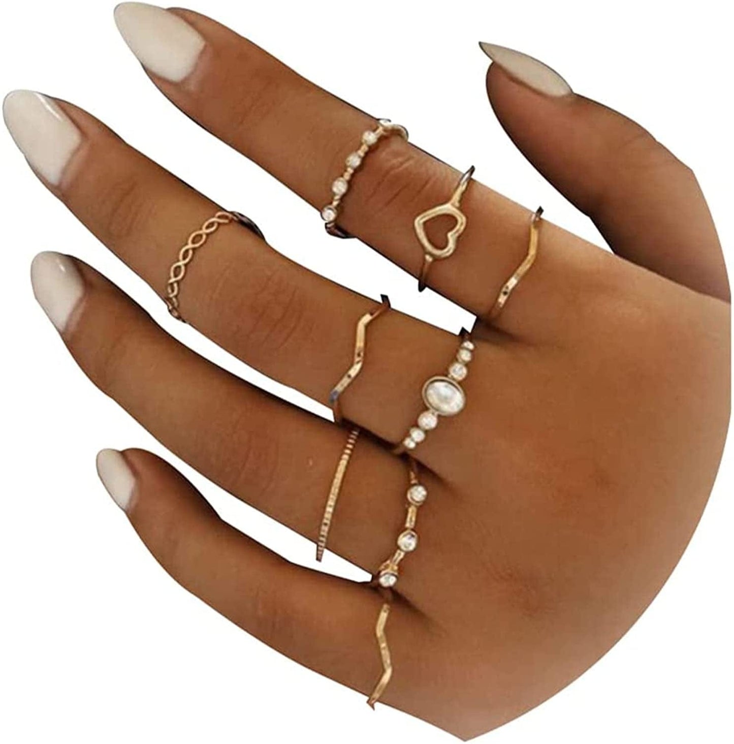 Gold Stacking Rings for Women Butterfly Knuckle Rings Snake Rings Moon Star Rings Heart Stacking Rings for Girls 9Pcs Gold Ring