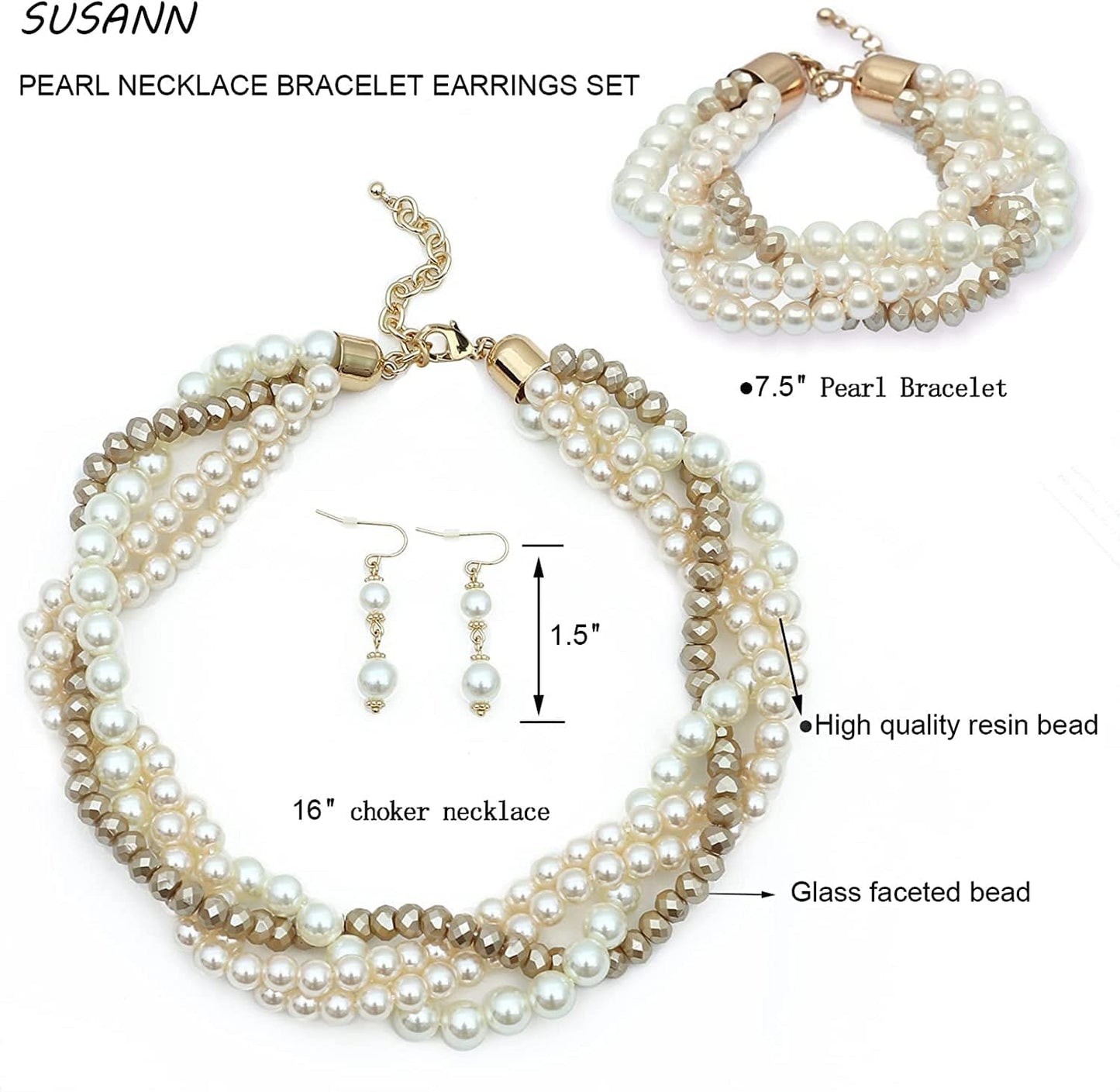 Gold Statement Necklace Costume Jewelry Sets for Women,Aesthetic Collar Necklace and Earring Sets Fashion Accessories for Bridal Party