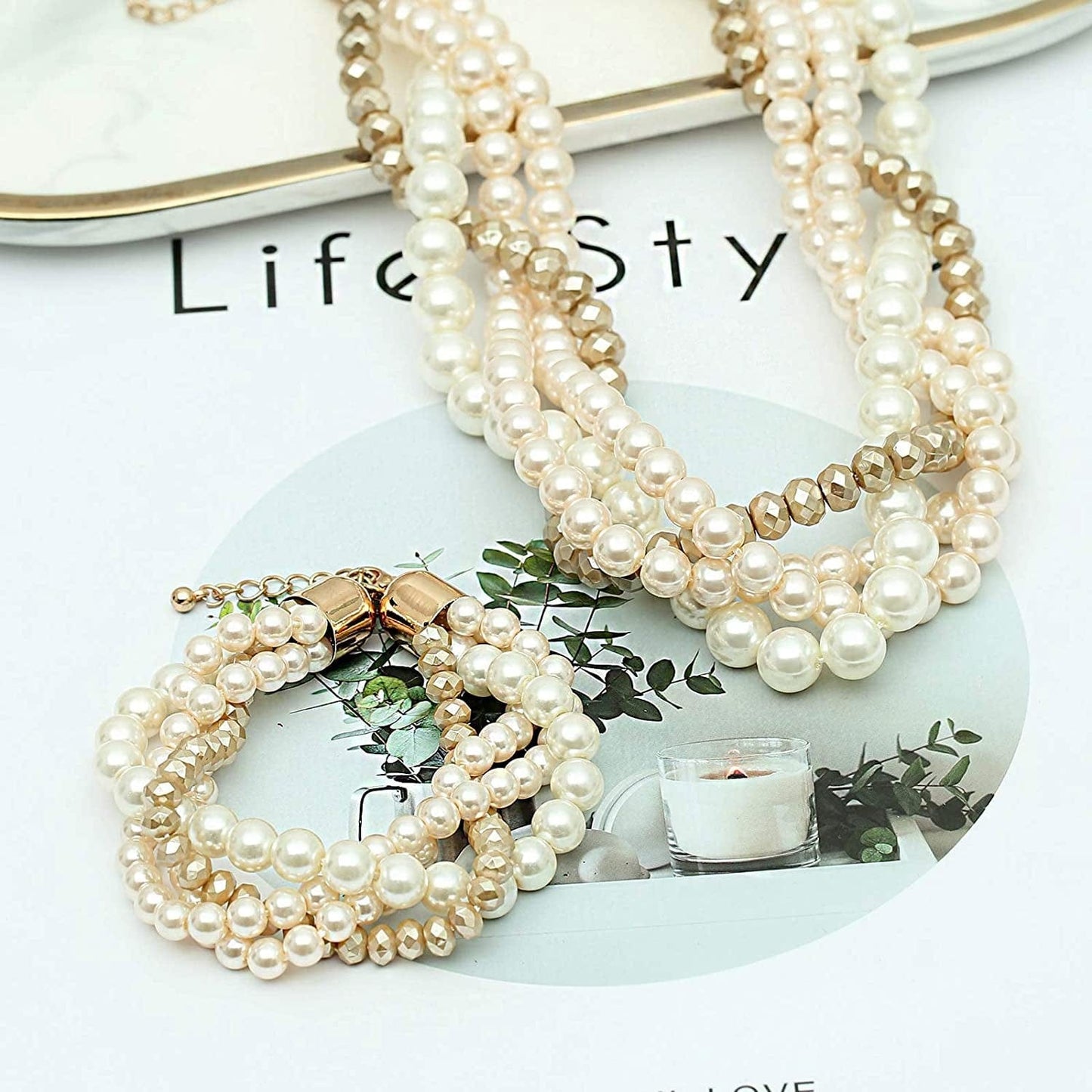 Gold Statement Necklace Costume Jewelry Sets for Women,Aesthetic Collar Necklace and Earring Sets Fashion Accessories for Bridal Party