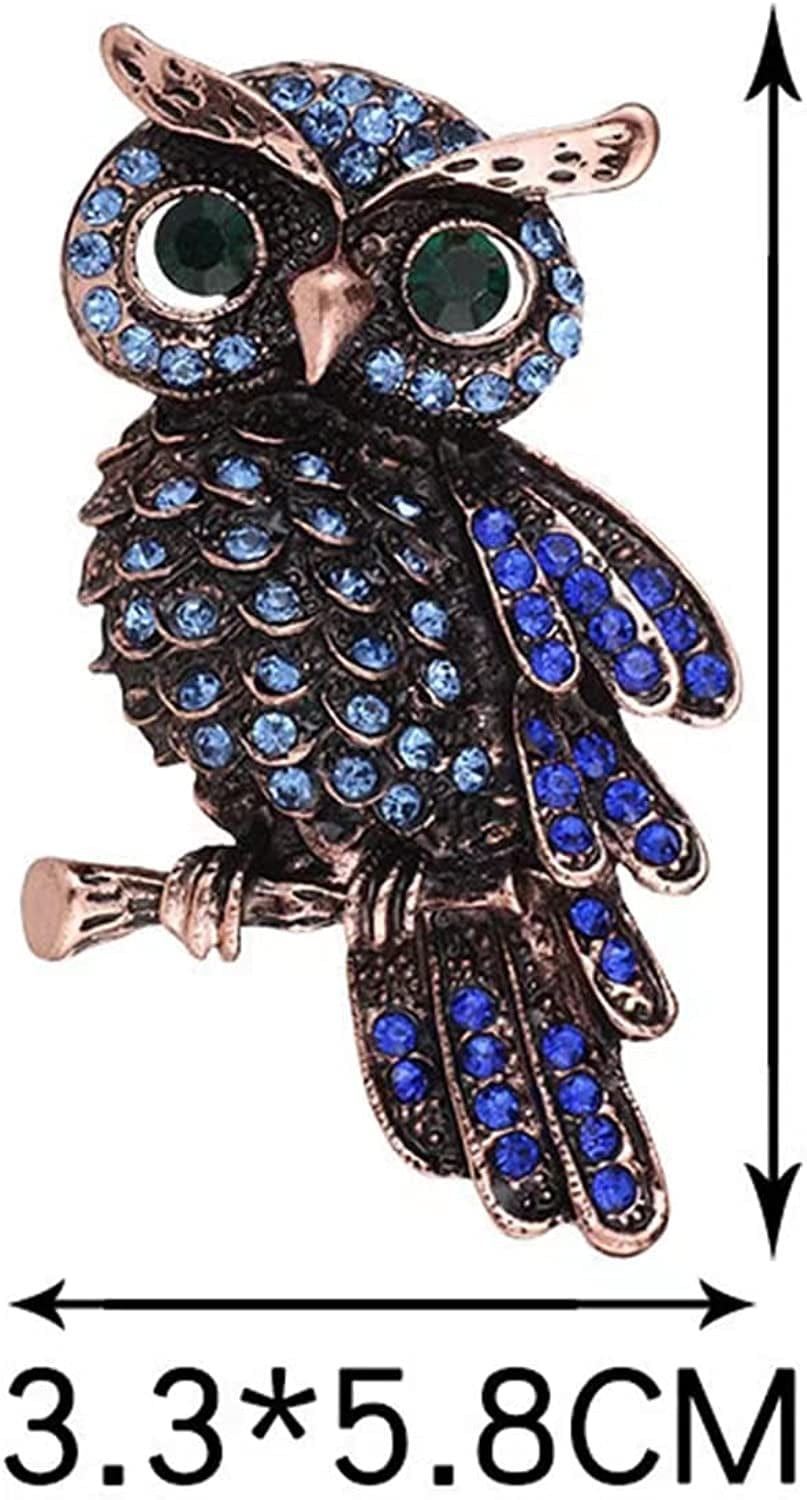 GOLDEN STRAWBERRY 5 PCS Rhinestone Crystal Elegant Owl Fashion Brooch Pin Lapel Pins for Women (5 Colors)