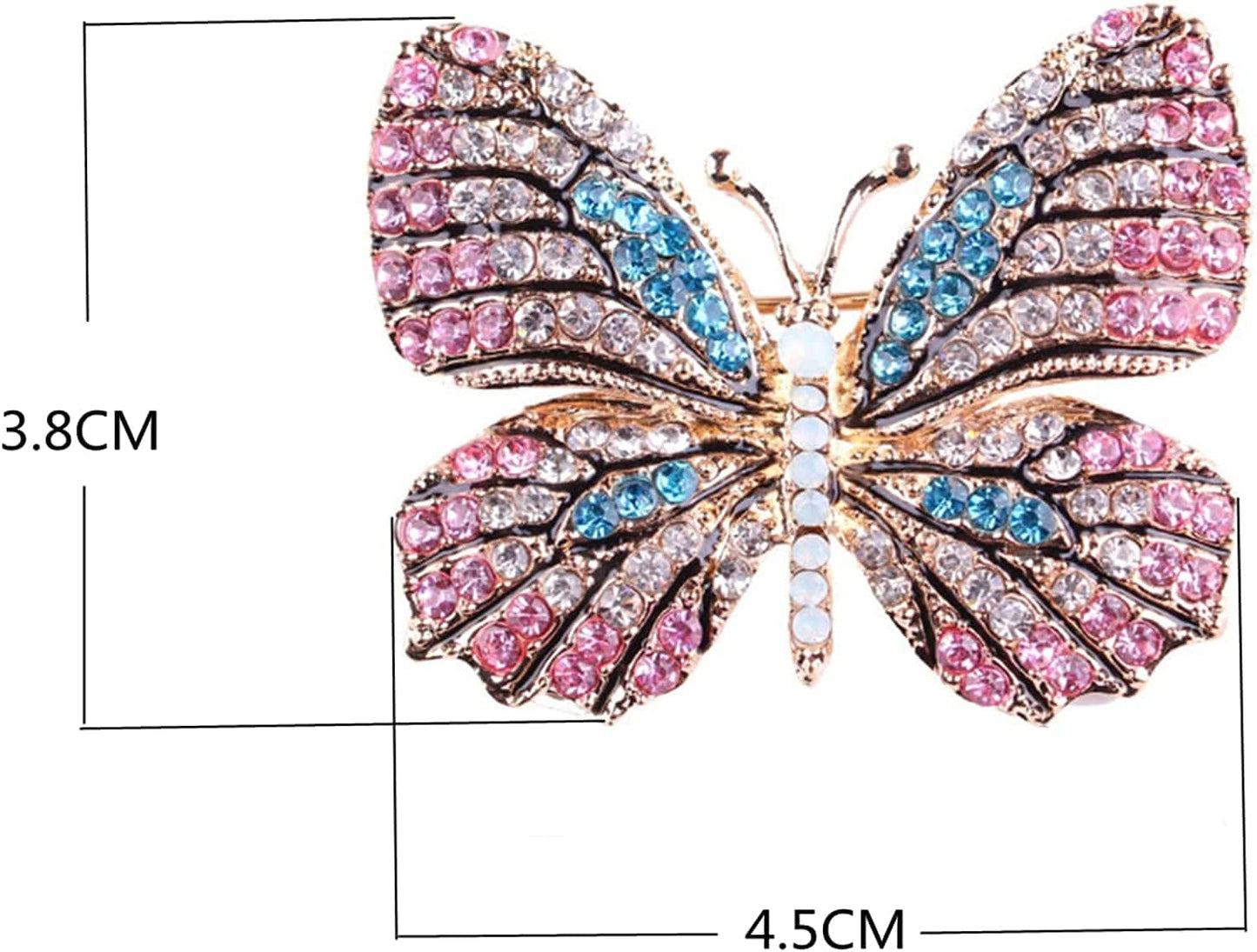 GOLDEN STRAWBERRY 6 PCS Multicolor Rhinestone Crystal Butterfly Brooch Pin Lapel Pin for Women (6 Colors)