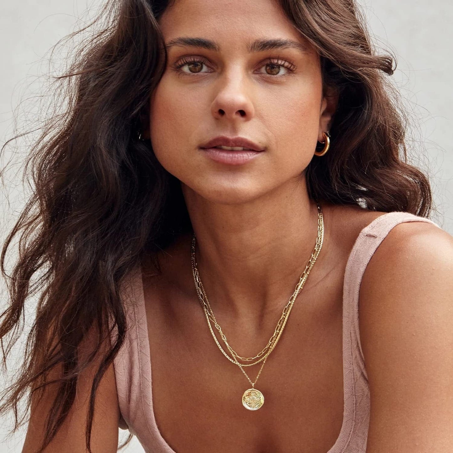 Gorjana Women'S Compass Coin Pendant Necklace, 18K Gold or Silver Plated Medallion, Adjustable 19 Inch Chain