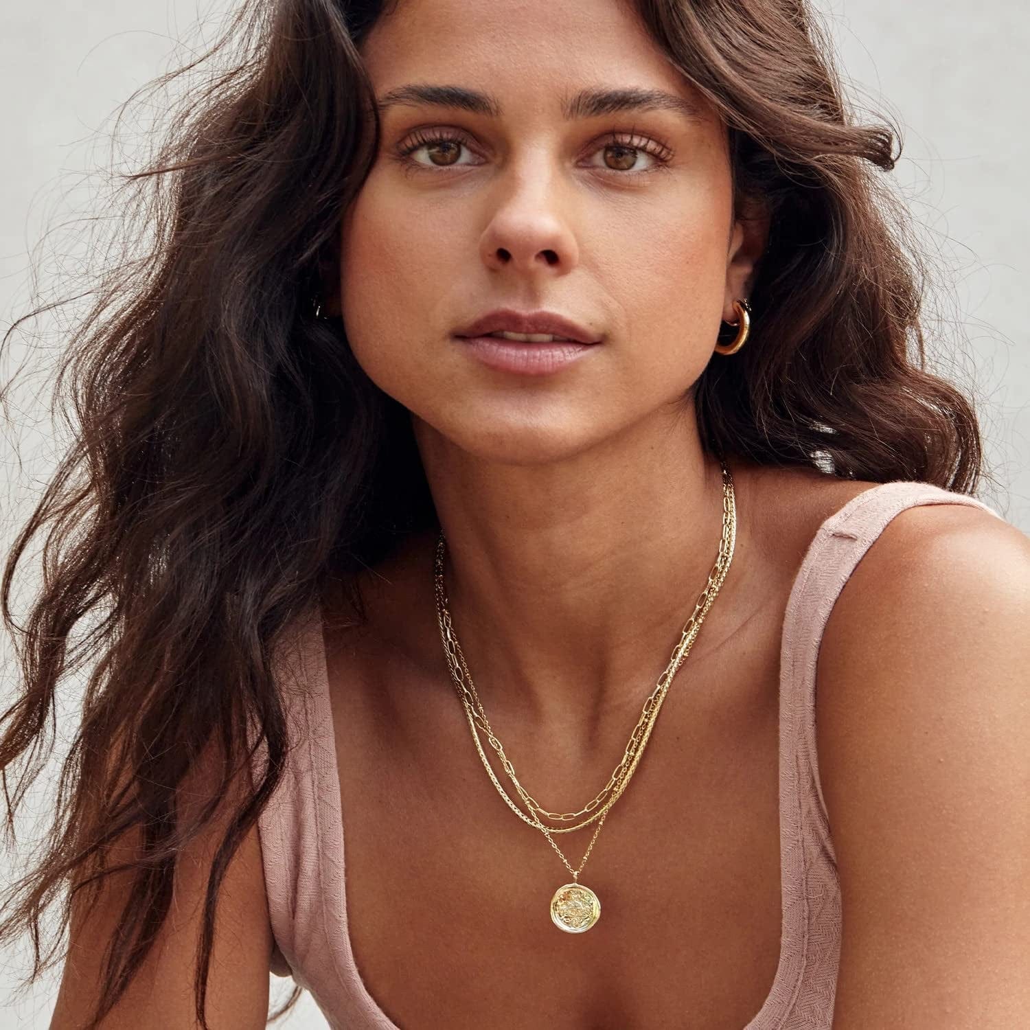 Gorjana Women'S Compass Coin Pendant Necklace, 18K Gold or Silver Plated Medallion, Adjustable 19 Inch Chain