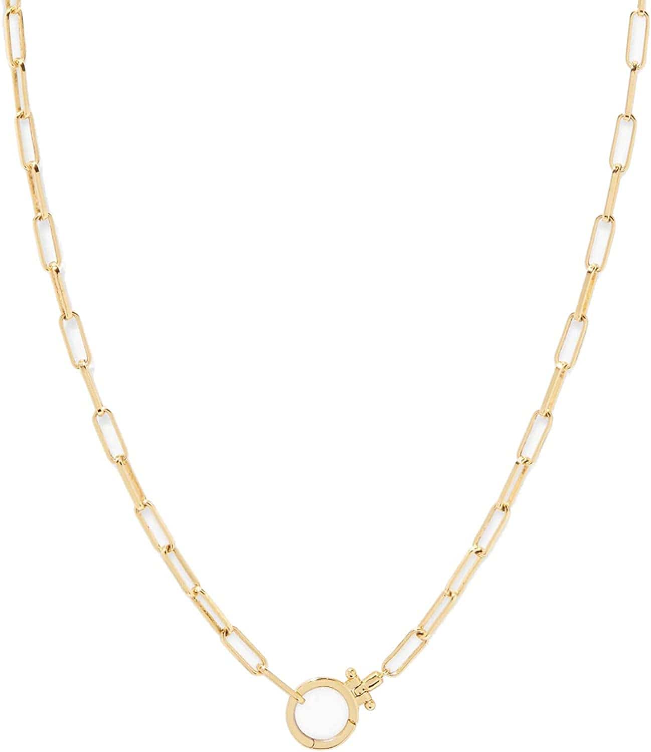 Gorjana Women'S Parker Paperclip Link Chain Necklace, 18K Gold or Silver Plated, Chunky Clasp Gold Plated
