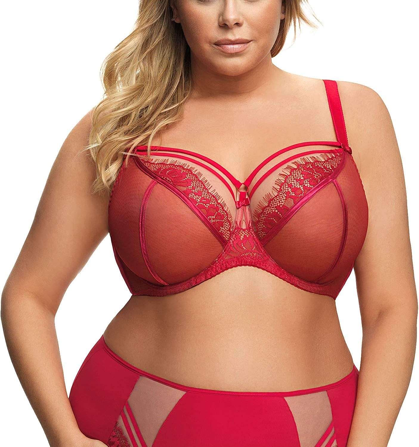 Gorsenia K496 Women'S Paradise Lace Non-Padded Underwired Full Cup Bra Red / 34D