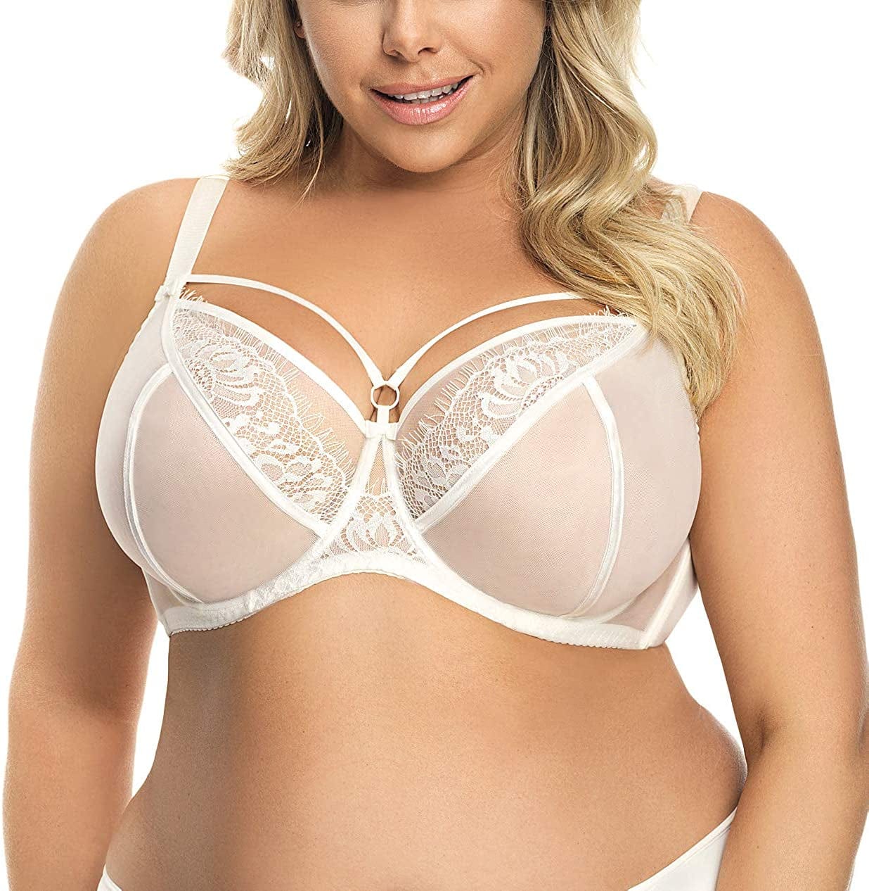 Gorsenia K496 Women'S Paradise Lace Non-Padded Underwired Full Cup Bra Cream / 30H