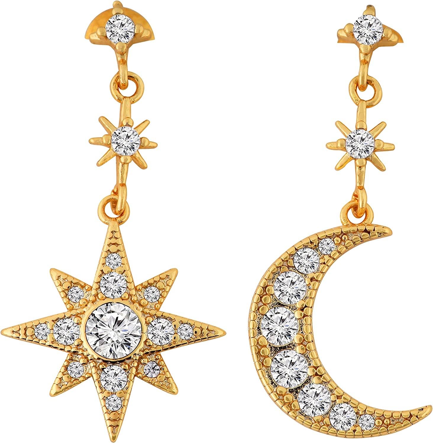 Gothic Boho Sun and Moon Earrings, Crescent Moon Star Pendant, Celestial Earrings, Goth Jewelry Gift for Women, Christmas Gift for Women… 9