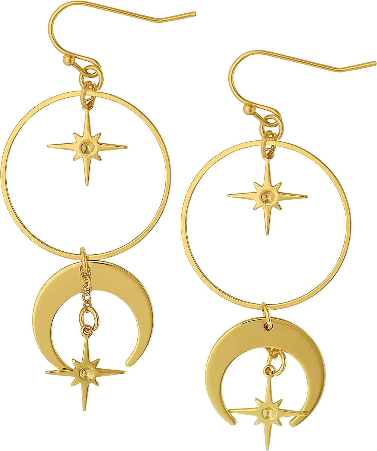 Gothic Boho Sun and Moon Earrings, Crescent Moon Star Pendant, Celestial Earrings, Goth Jewelry Gift for Women, Christmas Gift for Women… 6