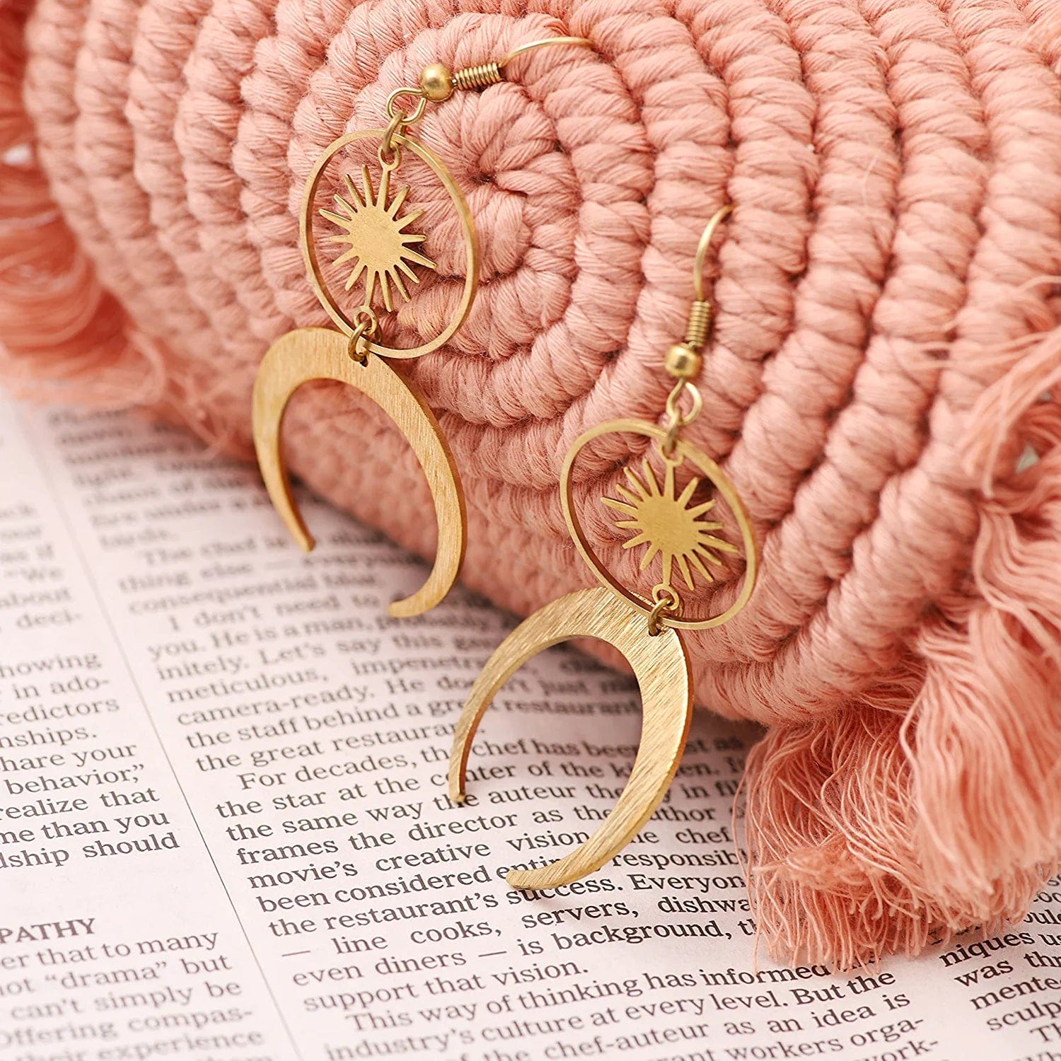 Gothic Boho Sun and Moon Earrings, Crescent Moon Star Pendant, Celestial Earrings, Goth Jewelry Gift for Women, Christmas Gift for Women…