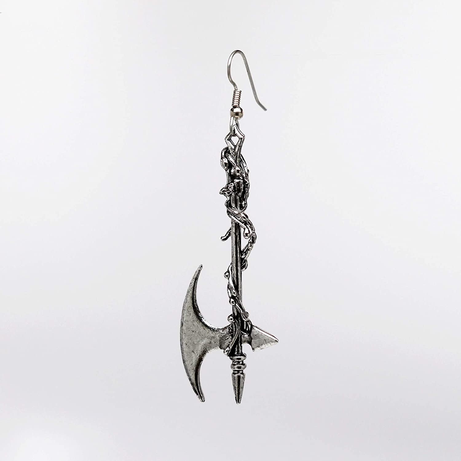 Gothic Vine Wrapped Executioner'S Axe Medieval Renaissance Dangle Earrings
