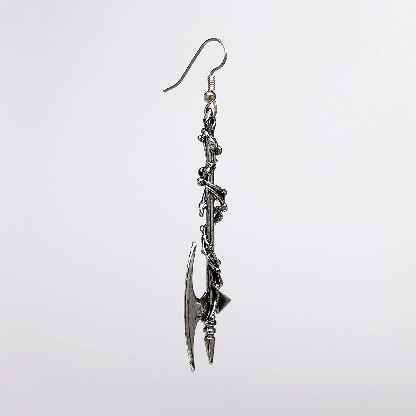 Gothic Vine Wrapped Executioner'S Axe Medieval Renaissance Dangle Earrings