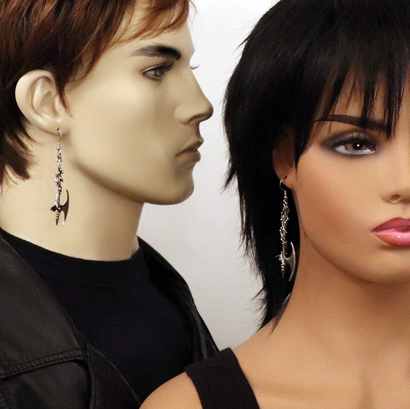 Gothic Vine Wrapped Executioner'S Axe Medieval Renaissance Dangle Earrings