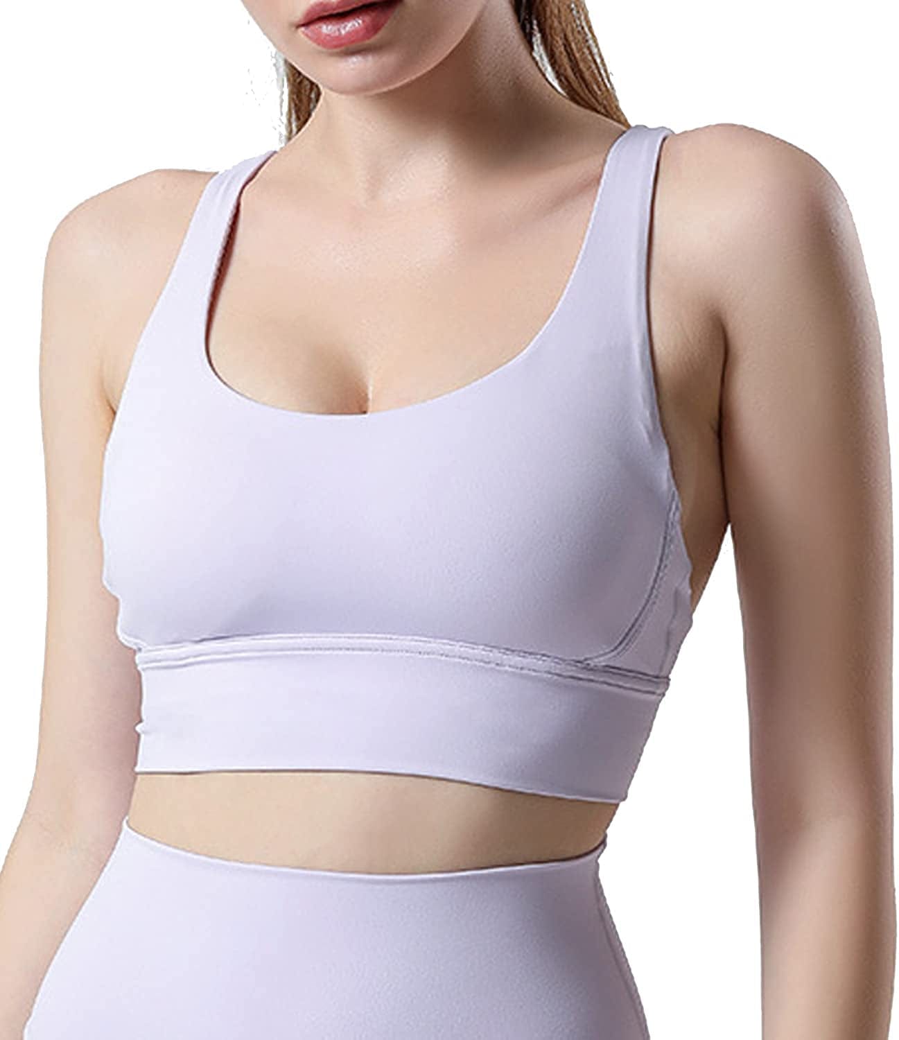 Grace Form Strappy Sports Bra for Women, Padded High Impact Push up Athletic Running Sports Bra Workout Top Yoga Bra 10-light Purple / X-Large
