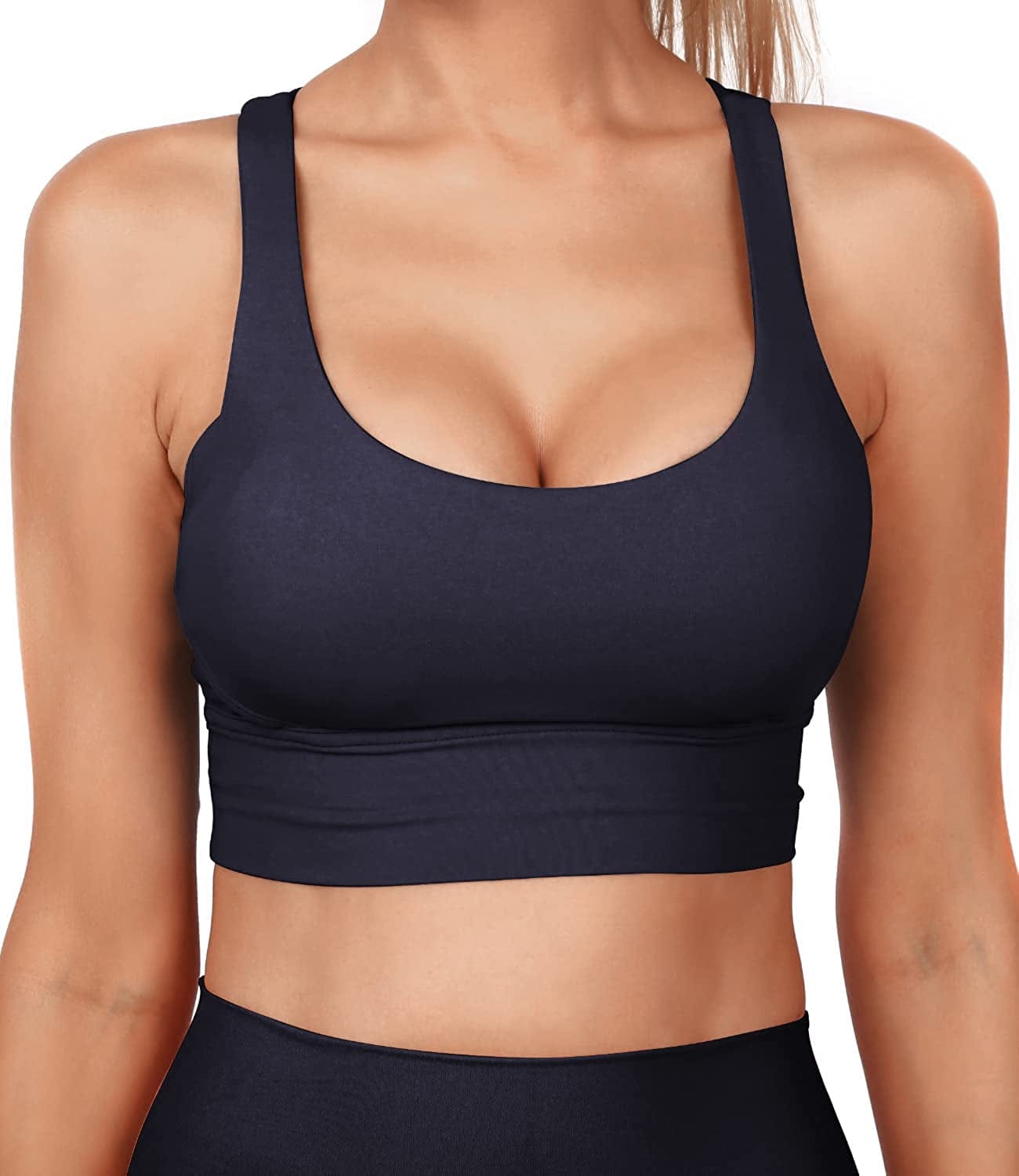 Grace Form Strappy Sports Bra for Women, Padded High Impact Push up Athletic Running Sports Bra Workout Top Yoga Bra 01-black / X-Large