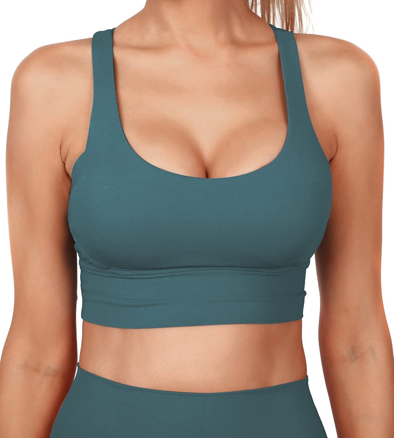 Grace Form Strappy Sports Bra for Women, Padded High Impact Push up Athletic Running Sports Bra Workout Top Yoga Bra 09-teal Blue / X-Large
