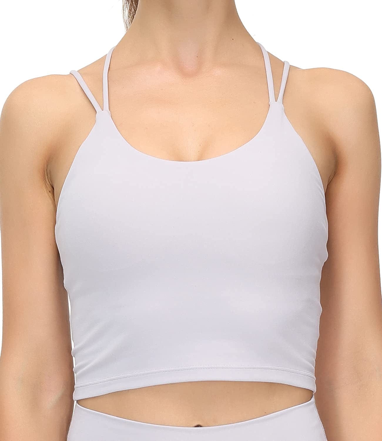 Grace Form Strappy Sports Bra for Women, Padded High Impact Push up Athletic Running Sports Bra Workout Top Yoga Bra C-1-silver Gray / Small