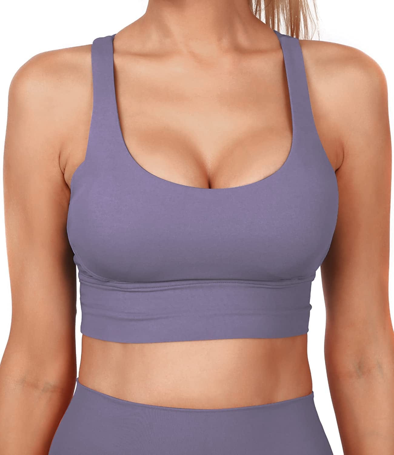 Grace Form Strappy Sports Bra for Women, Padded High Impact Push up Athletic Running Sports Bra Workout Top Yoga Bra 11-misty Purple / Small
