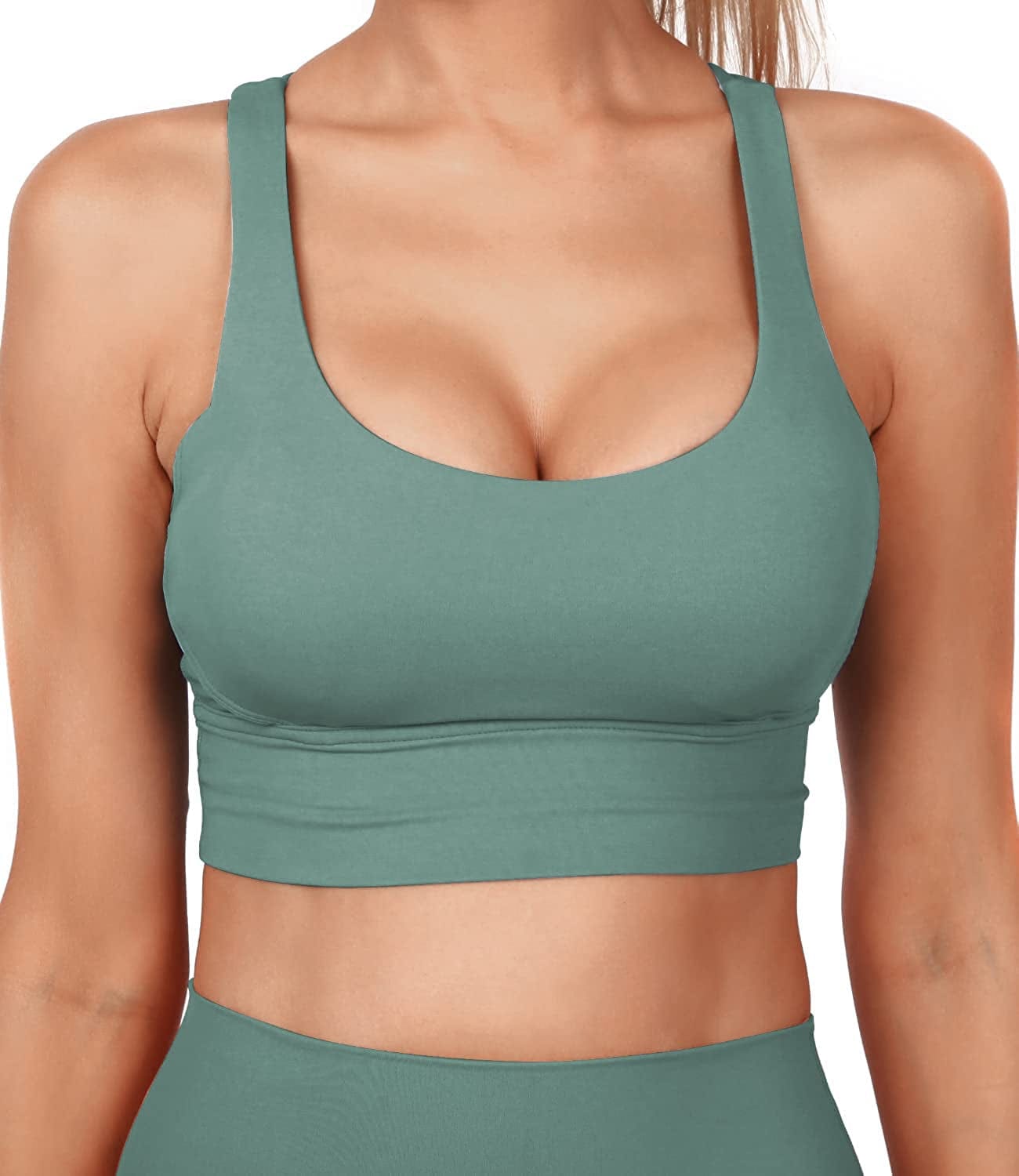 Grace Form Strappy Sports Bra for Women, Padded High Impact Push up Athletic Running Sports Bra Workout Top Yoga Bra 04-turquoise Green / X-Large