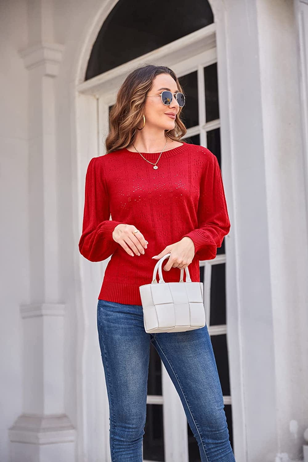 GRACE KARIN Womens Lightweight Soft Summer Puff Short Sleeve Tops Thin Pullover Sweater Knit Shirt Blouse
