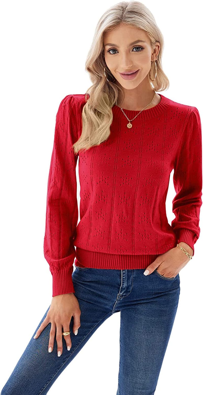 GRACE KARIN Womens Lightweight Soft Summer Puff Short Sleeve Tops Thin Pullover Sweater Knit Shirt Blouse