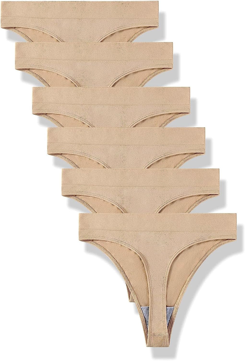 GRANKEE Women'S Breathable Seamless Thong Panties No Show Underwear Pack Skin 6 Pack / Medium