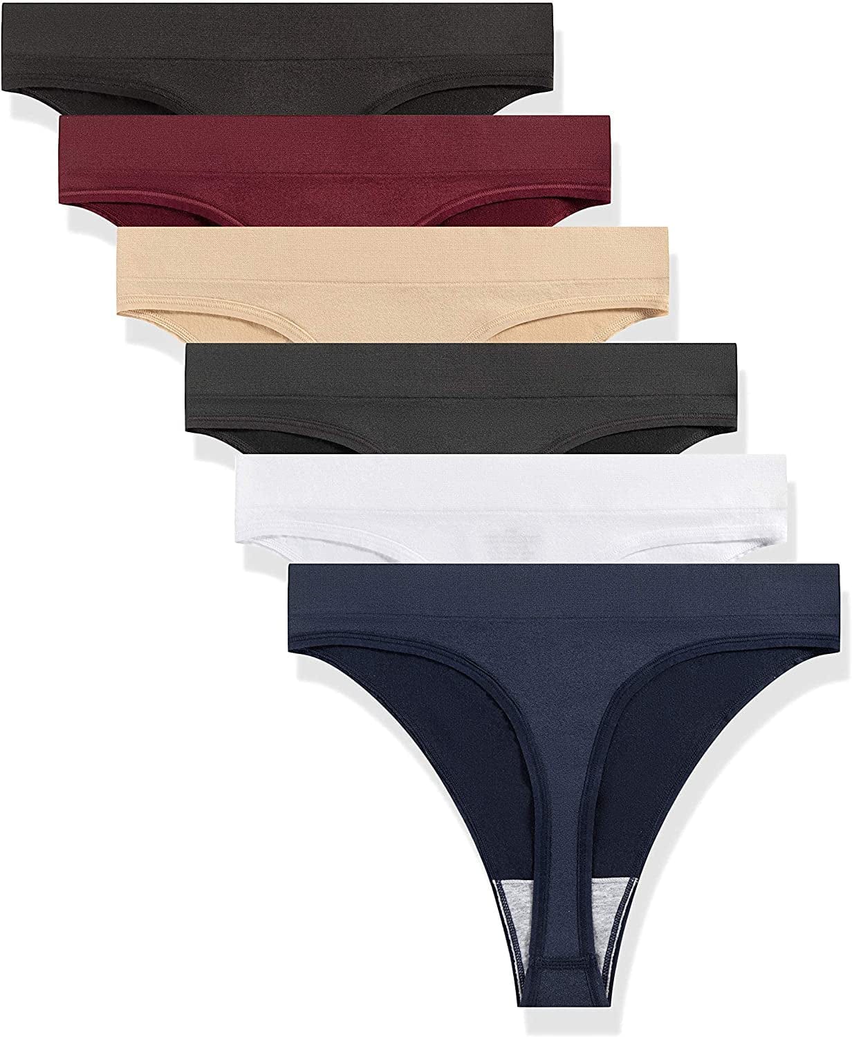 GRANKEE Women'S Breathable Seamless Thong Panties No Show Underwear Pack Bwsnrg / Large
