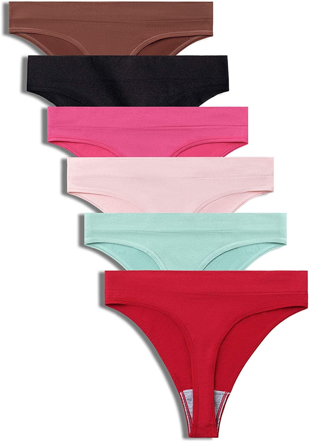 GRANKEE Women'S Breathable Seamless Thong Panties No Show Underwear Pack Spring 6 Pack / Medium