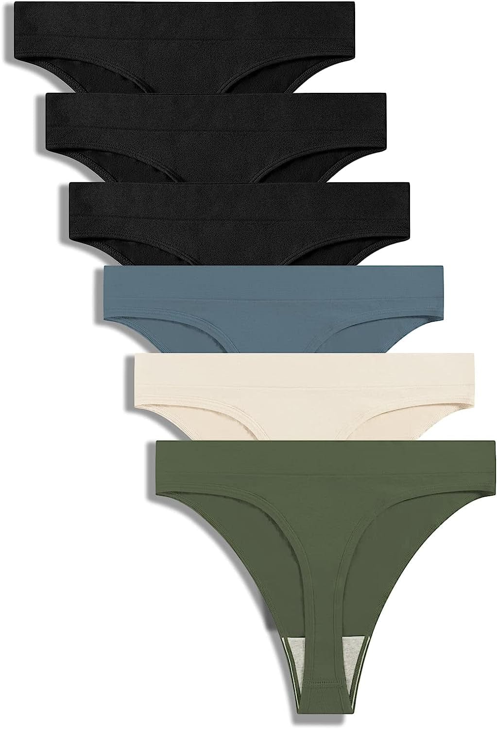 GRANKEE Women'S Breathable Seamless Thong Panties No Show Underwear Pack Summer 6 Pack / X-Large