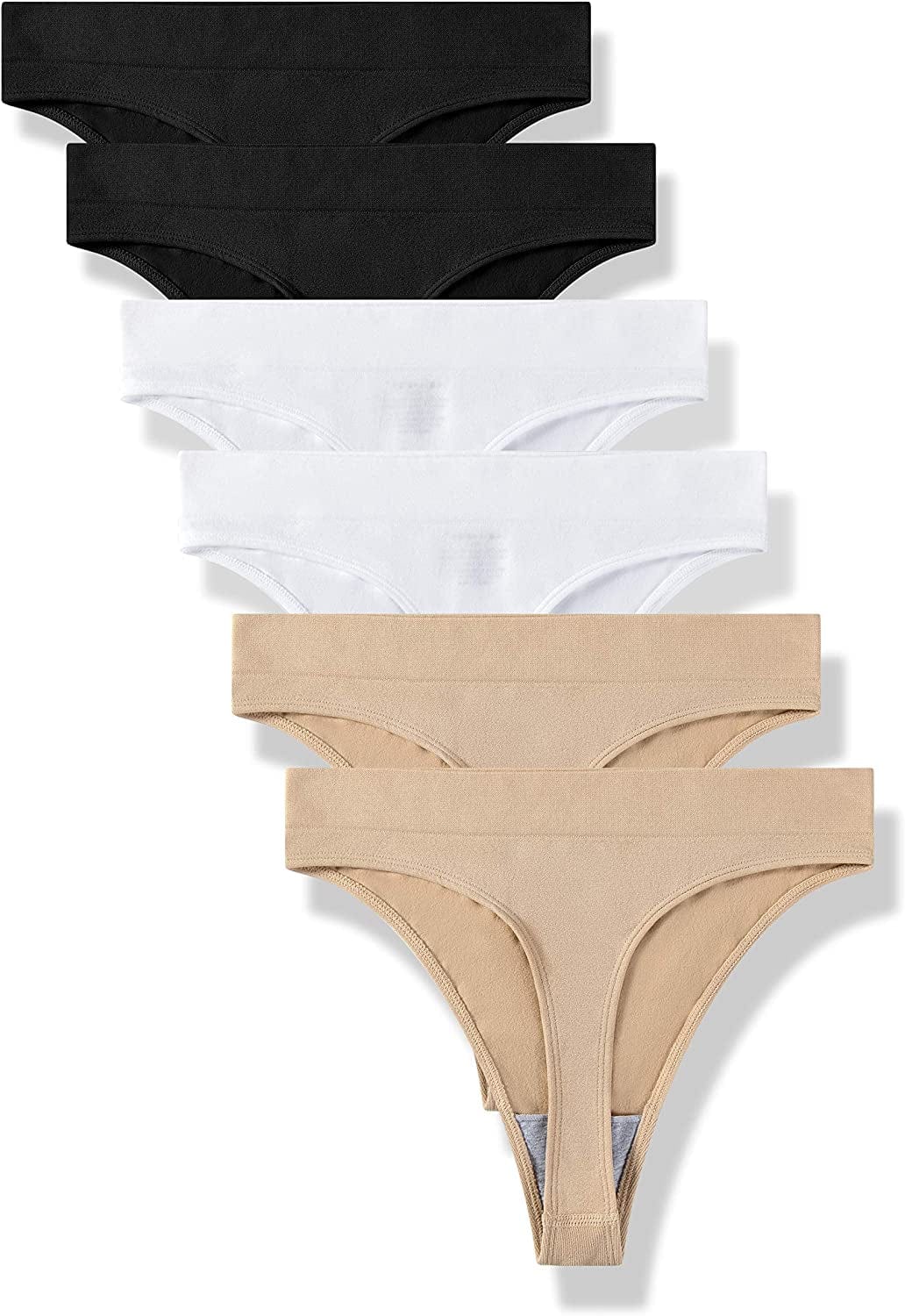 GRANKEE Women'S Breathable Seamless Thong Panties No Show Underwear Pack B2w2s2 6 Pack / Medium