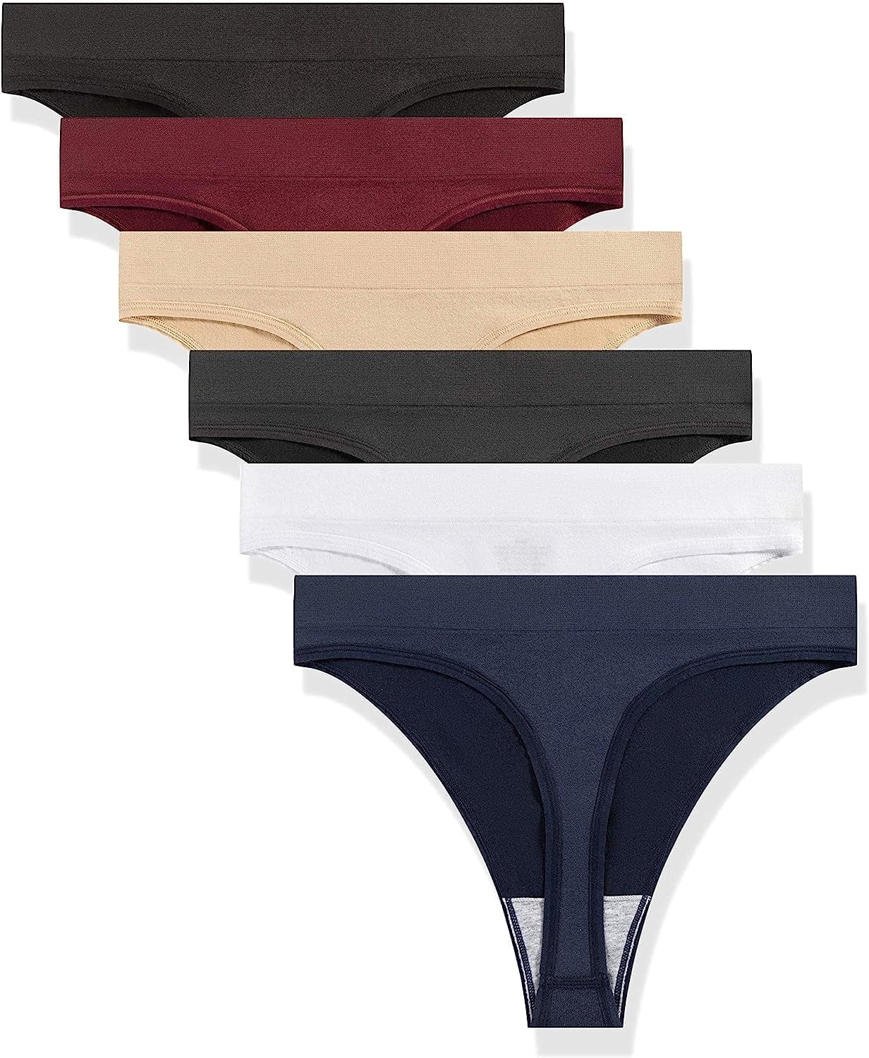 GRANKEE Women'S Breathable Seamless Thong Panties No Show Underwear Pack Bwsnrg / Medium