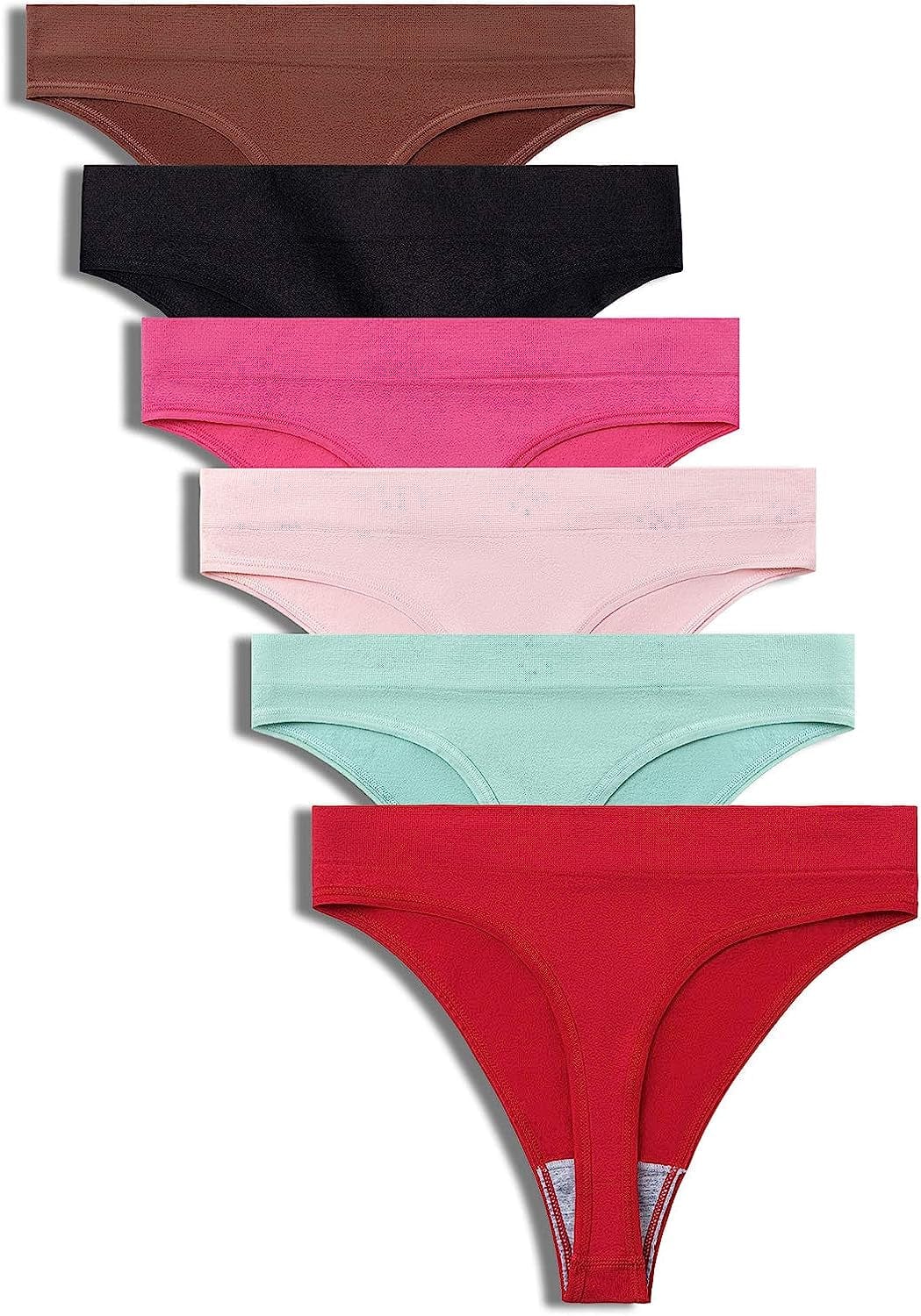 GRANKEE Women'S Breathable Seamless Thong Panties No Show Underwear Pack Spring 6 Pack / Small
