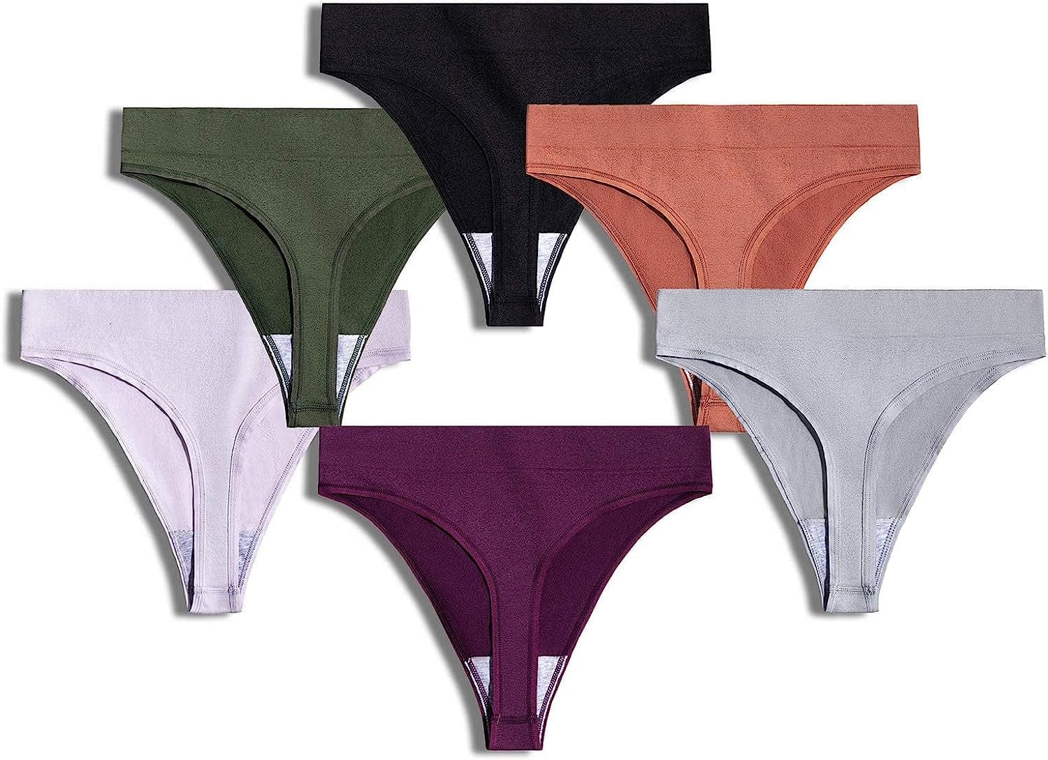 GRANKEE Women'S Breathable Seamless Thong Panties No Show Underwear Pack
