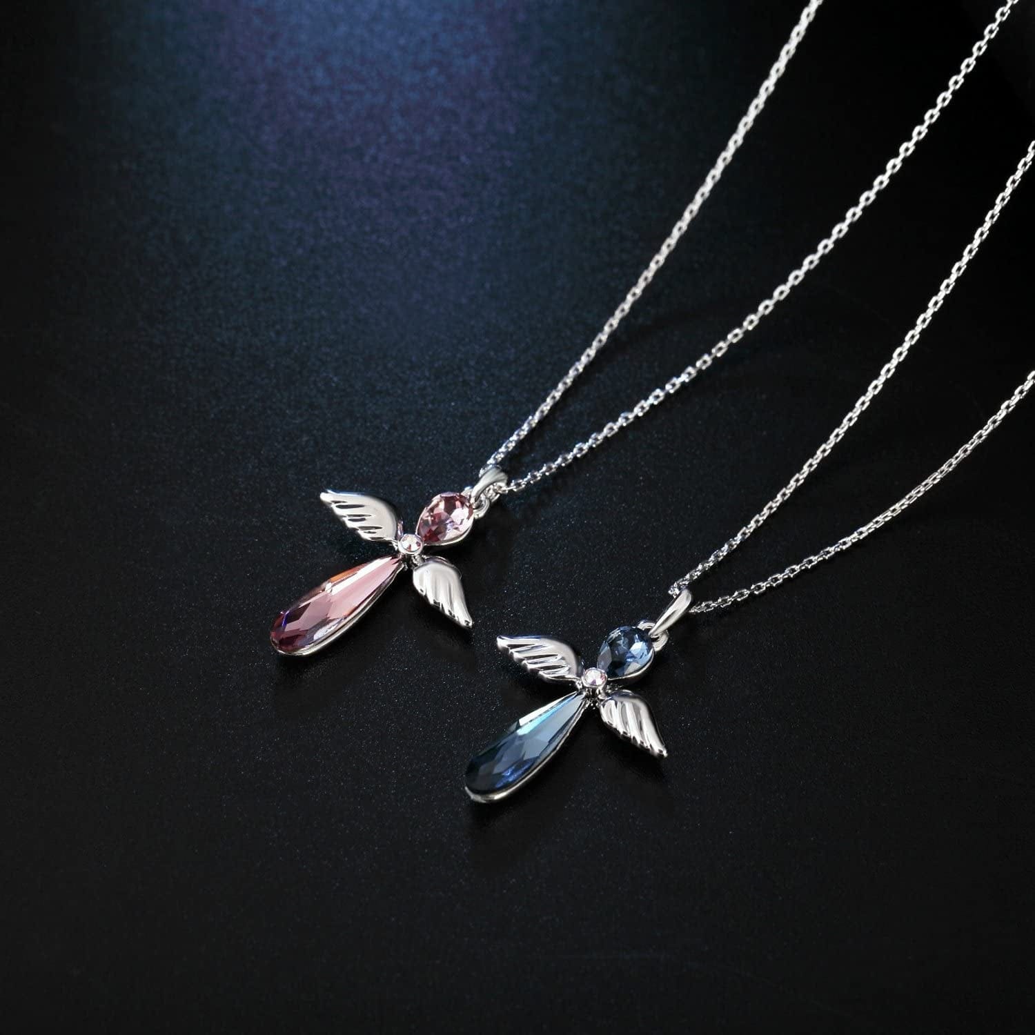 Guardian Angel Pendant Necklace for Women/Girls, Crystal Necklace Jewelry Gift